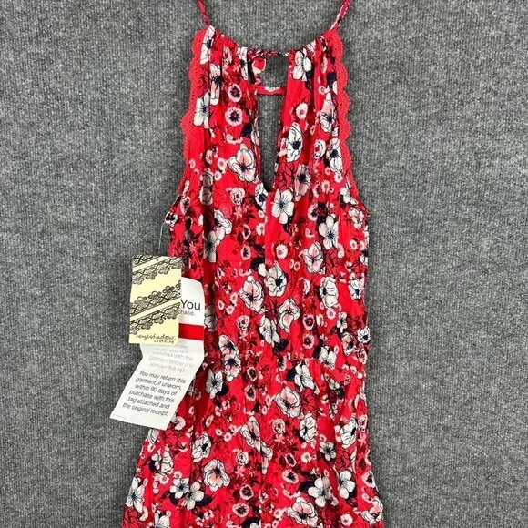 NWT Eyeshadow Red Floral Halter Romper Sz S Play Suit Boho - Picture 3 of 10
